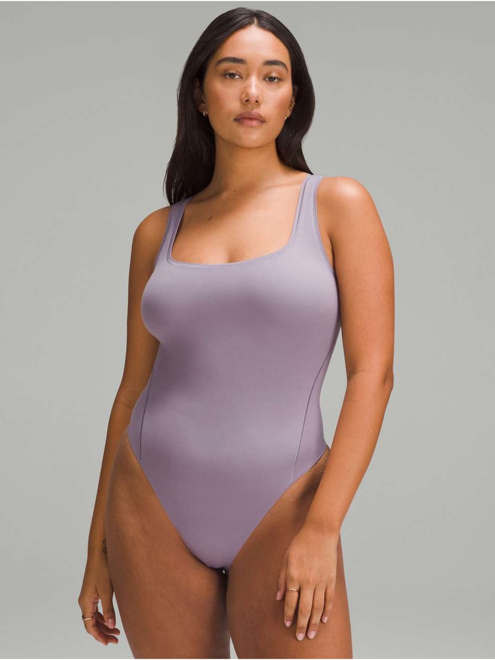 Lululemon Wundermost Ultra-Soft Nulu Square-Neck Sleeveless Bodysuit -Purple Ash
